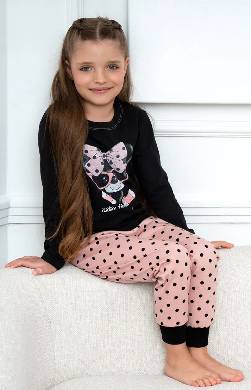 Damskie Italian Fashion Piżamy Bawełniane|Piżamy Damskie Długie - Daka piżaa z długi rękawe i długą nogawką Bonia