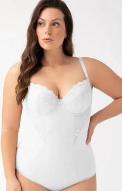 Gorsenia Body|Bielizna Wyszczuplająca - Damskie białe body modelujące z miseczkami G184 Livia