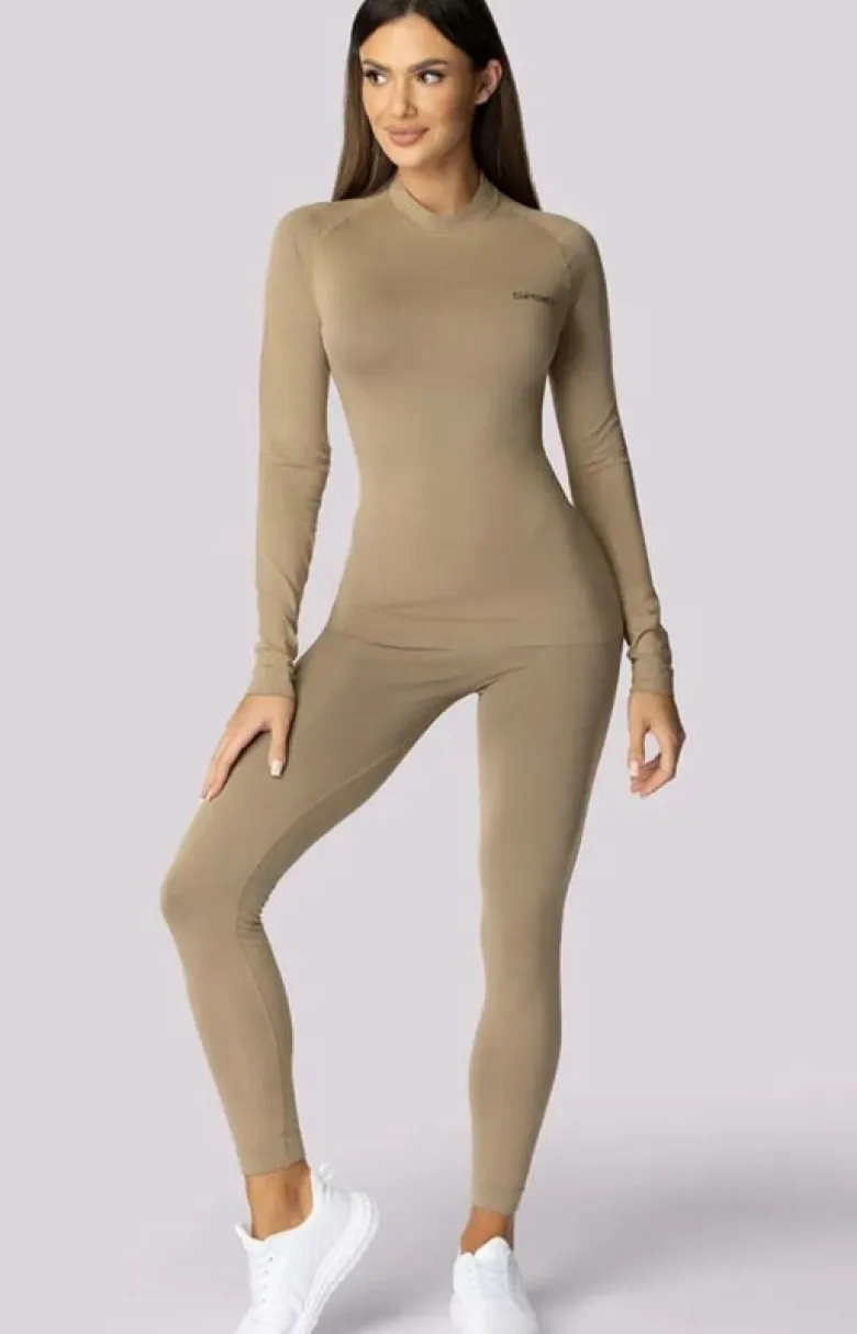 Damskie legginsy termoaktywne piaskowe Alpha