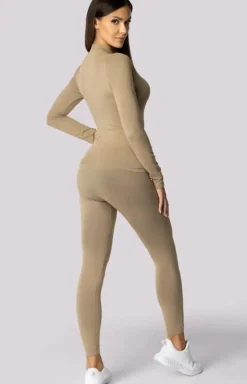 Damskie legginsy termoaktywne piaskowe Alpha