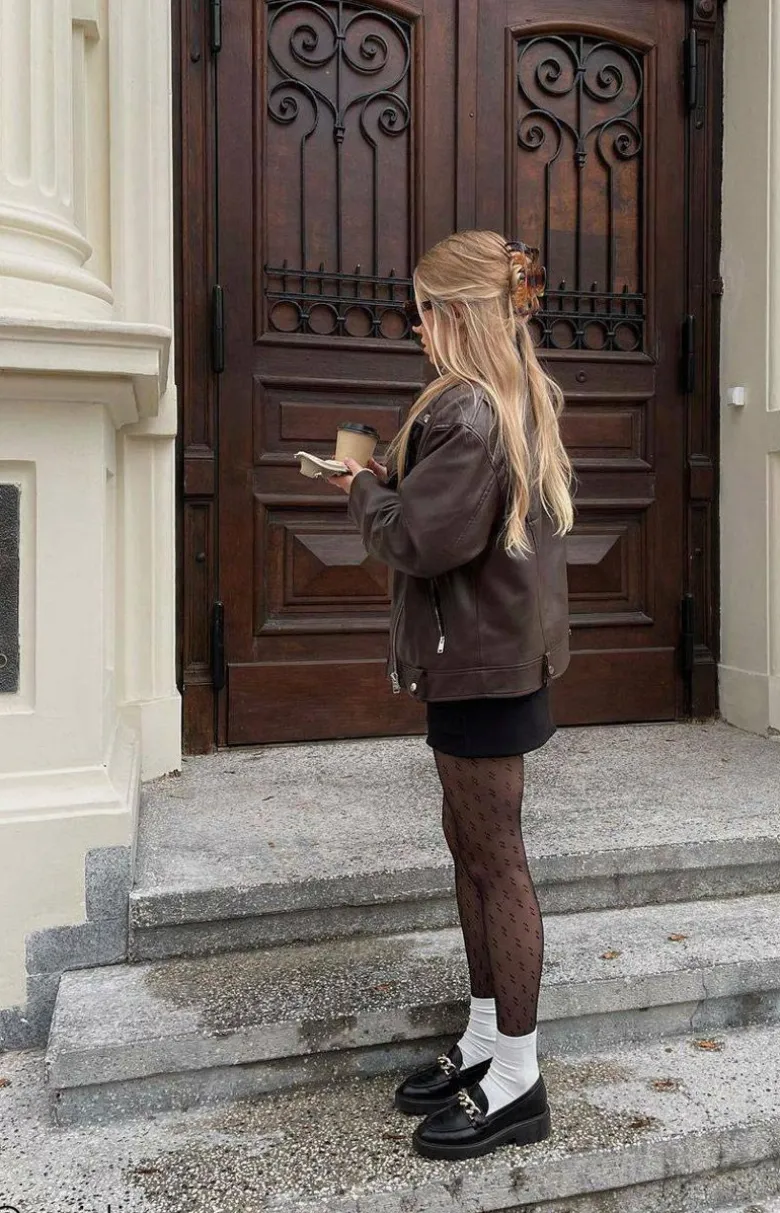 Damskie rajstopy we wzory czarne Street 20 DEN