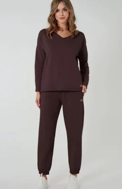Damskie Italian Fashion Bielizna Homewear|Piżamy Damskie - Dakie podnie dreowe brązowe adri