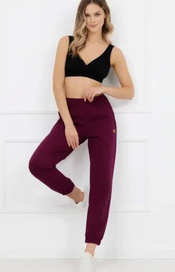 Damskie spodnie dresowe burgundowe Madri