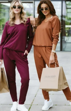 Damskie Italian Fashion Bielizna Homewear|Piżamy Damskie - Daki kopet dreowy terakota Karina