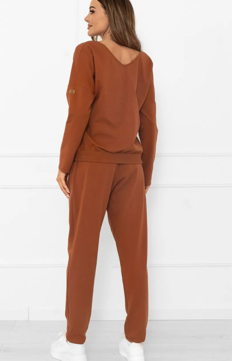 Damskie Italian Fashion Bielizna Homewear|Piżamy Damskie - Daki kopet dreowy terakota Karina