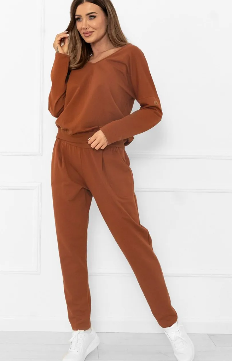 Damskie Italian Fashion Bielizna Homewear|Piżamy Damskie - Daki kopet dreowy terakota Karina