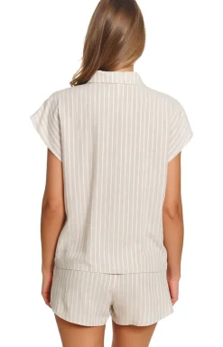 Damskie Doctor Nap Piżamy Damskie Krótkie|Bielizna Homewear - koplet loungewear z wikozy z dodatkie lnu P.7437