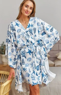 Doctor Nap białe kimono damskie z wiskozy Seaside SWW.7432
