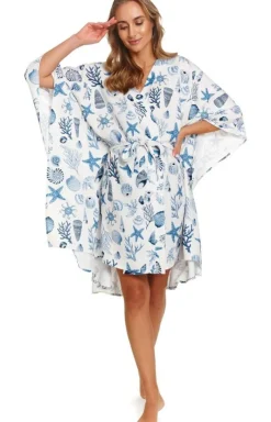 Doctor Nap białe kimono damskie z wiskozy Seaside SWW.7432