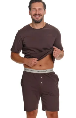 Doctor Nap brązowa piżama męska z bawełny PMB.4332