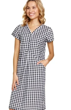 Damskie Doctor Nap Bielizna Ciążowa|Ciążowa Bielizna Nocna - kozula rozpinana piżama damka TCB.5271.BLACK_CHECK