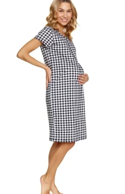 Damskie Doctor Nap Bielizna Ciążowa|Ciążowa Bielizna Nocna - kozula rozpinana piżama damka TCB.5271.BLACK_CHECK