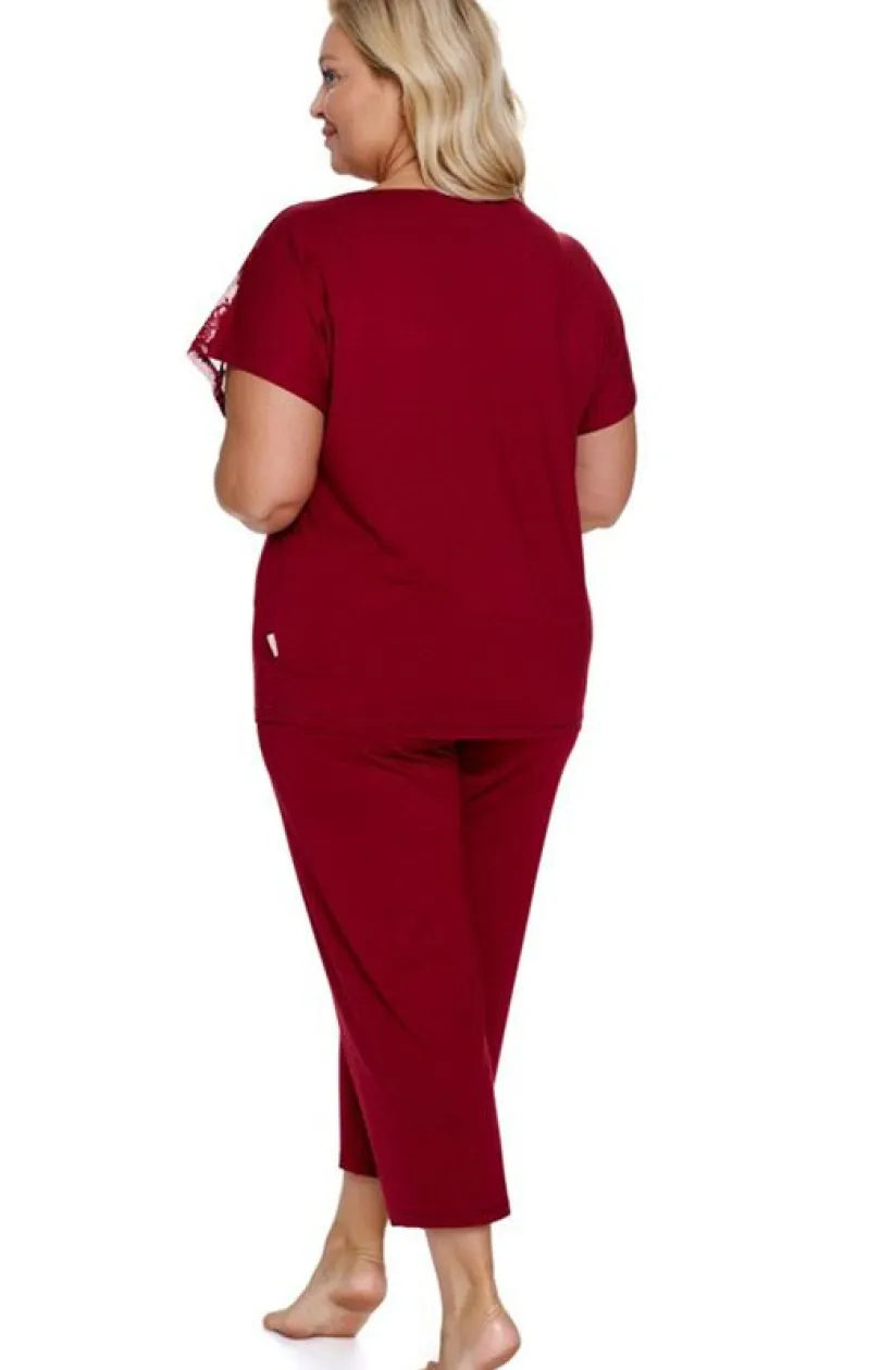 Damskie Doctor Nap Ciepłe Piżamy - piżama damska z koronką PB.7259.Y_RED