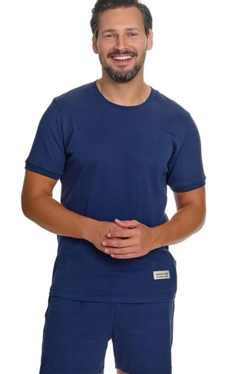 Doctor Nap piżama męska z prążkowanej bawełny PMB.7413.COSMOS