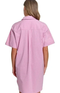 Damskie Doctor Nap Koszule Nocne Damskie|Koszula Nocna Rozpinana - rozpinana koszula nocna w paski TM.7427.MIAMI_PINK