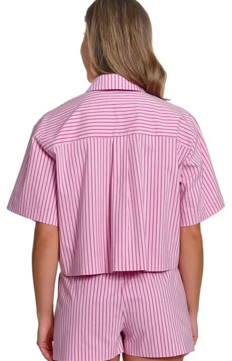 Doctor Nap rozpinana piżama damska w paski PM.7425.MIAMI_PINK