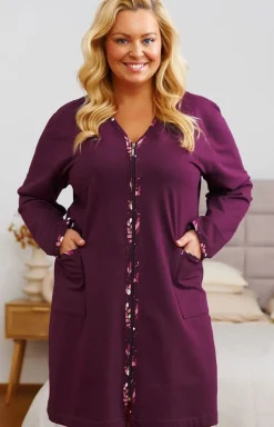Doctor Nap szlafrok damski plus size SMZ.7319.BURGUNDY