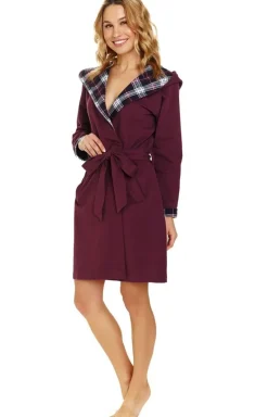 Doctor Nap szlafrok damski z kapturem SWW.7106.BURGUNDY