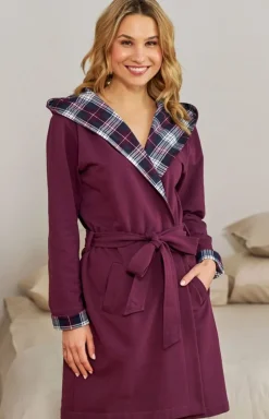 Doctor Nap szlafrok damski z kapturem SWW.7106.BURGUNDY