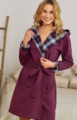 Doctor Nap szlafrok damski z kapturem SWW.7106.BURGUNDY