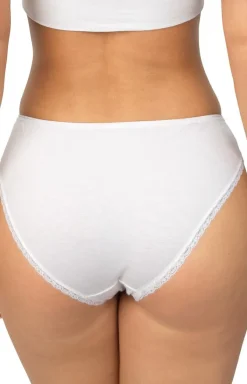 Damskie Donna Figi, Stringi, Panty|Figi Bawełniane - Dona bawełniane figi dakie białe z koronką 218
