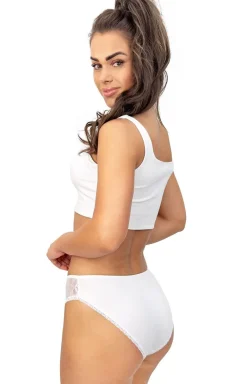 Damskie Donna Figi, Stringi, Panty|Figi Bawełniane - Dona bawełniane figi dakie białe z koronką 218