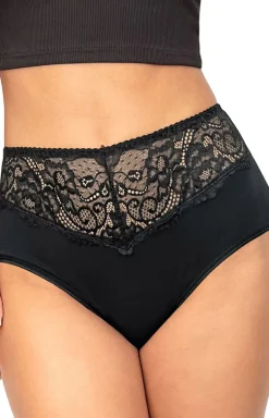 Damskie Donna Majtki Z Wysokim Stanem|Figi Bawełniane - bawełniane figi z wyoki tane czarne 243