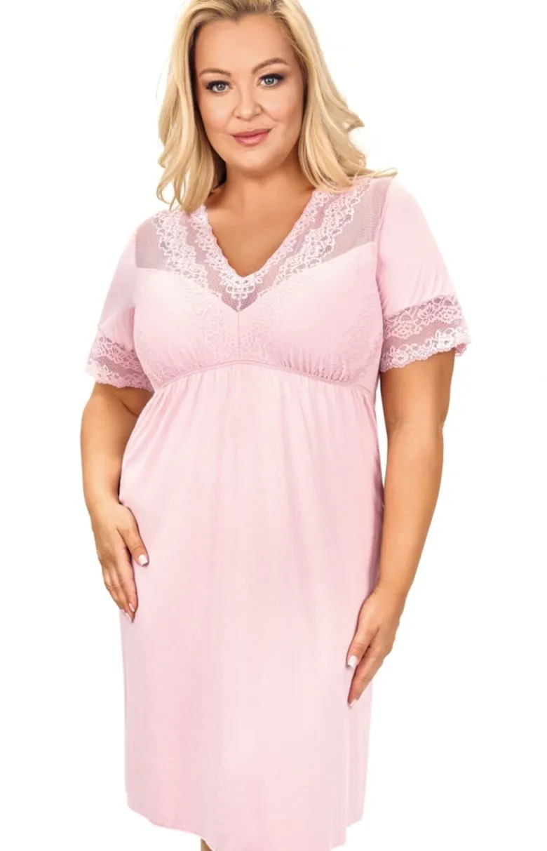 Donna damska koszula nocna plus size pudrowy róż Linda
