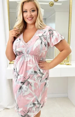 Donna koszula nocna plus size pudrowy róż Evita