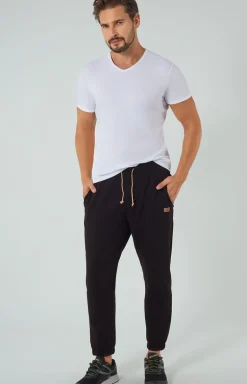 Dresowe spodnie męskie czarne Lider