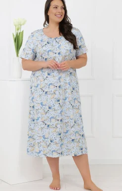 Damskie Italian Fashion Koszule Nocne|Koszule Nocne Damskie - Długa koszua nocna z krótkim rękawem Samoa