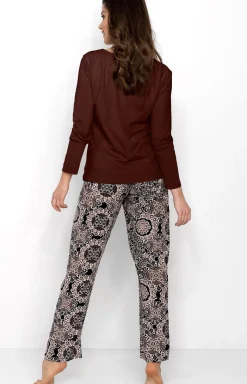 Damskie Momenti per me Piżamy Bawełniane|Bielizna Homewear - Długa piżama damka Boho Cafe