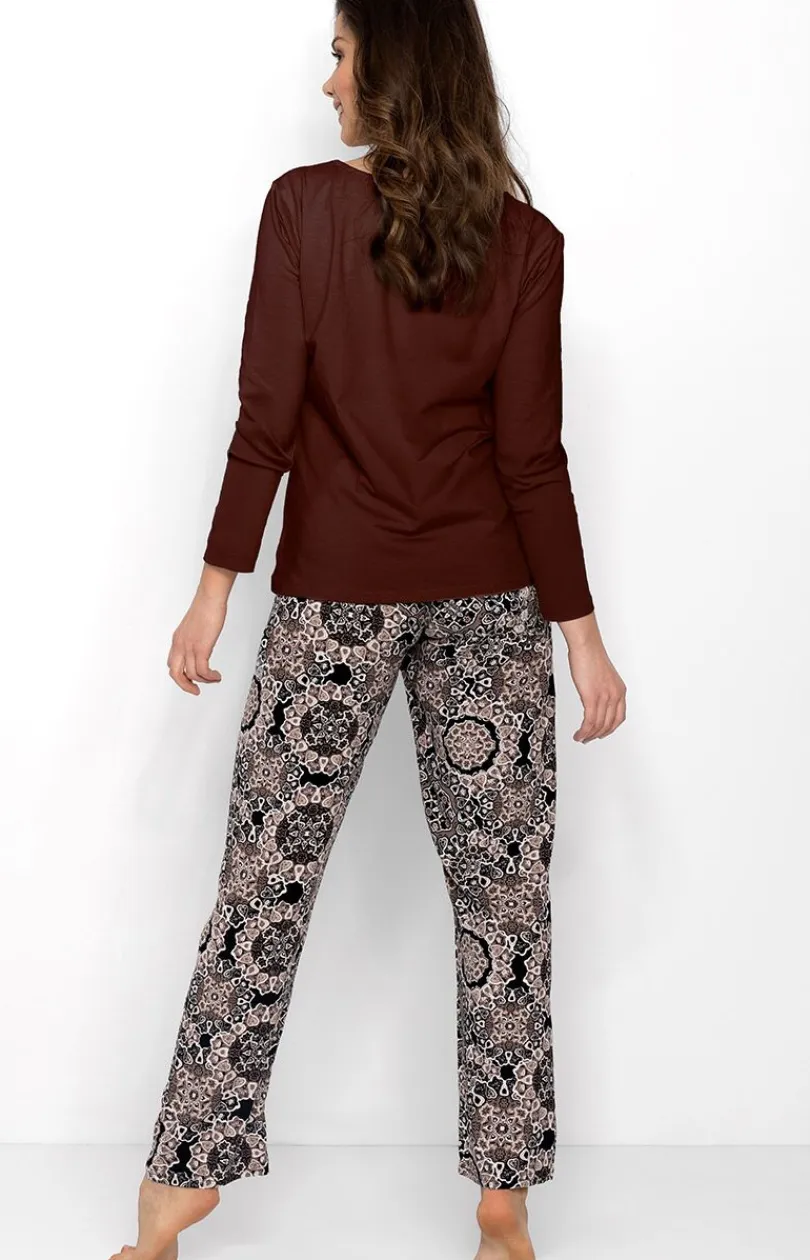 Damskie Momenti per me Piżamy Bawełniane|Bielizna Homewear - Długa piżama damka Boho Cafe