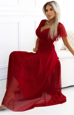 NUMOCO BASIC Moda - Długa sukienka z tiulowym rękawem Nastia 562-2