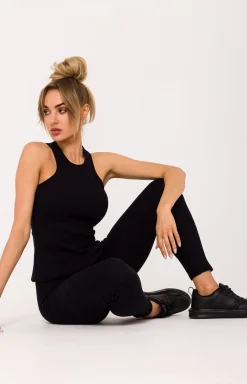 Damskie MOE Legginsy|Legginsy Damskie - Długie egginy prążkowane w koorze 734
