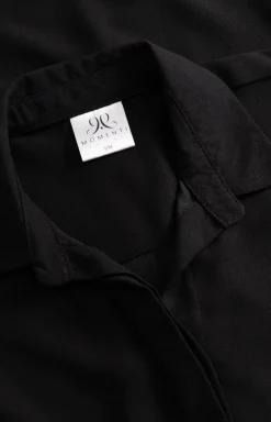 Damskie Momenti per me Koszule Nocne Damskie|Koszula Nocna Rozpinana - Elegancka czarna koszula nocna oversize Bella