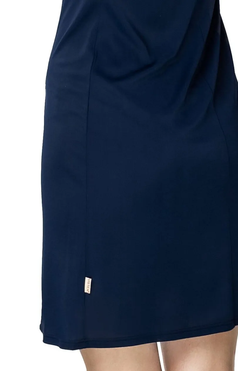 Damskie Mewa Koszula Nocna Na Ramiączkach - Elegancka halka damska granatowa Amelia
