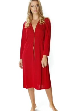 Elegancki peniuar damski zapinany burgundowy Blanka