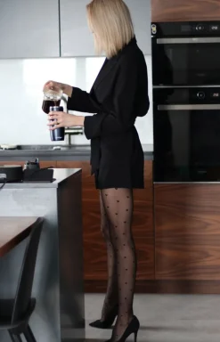 Gabriella Rajstopy We Wzory - Emily czarne rajstopy we wzór serc