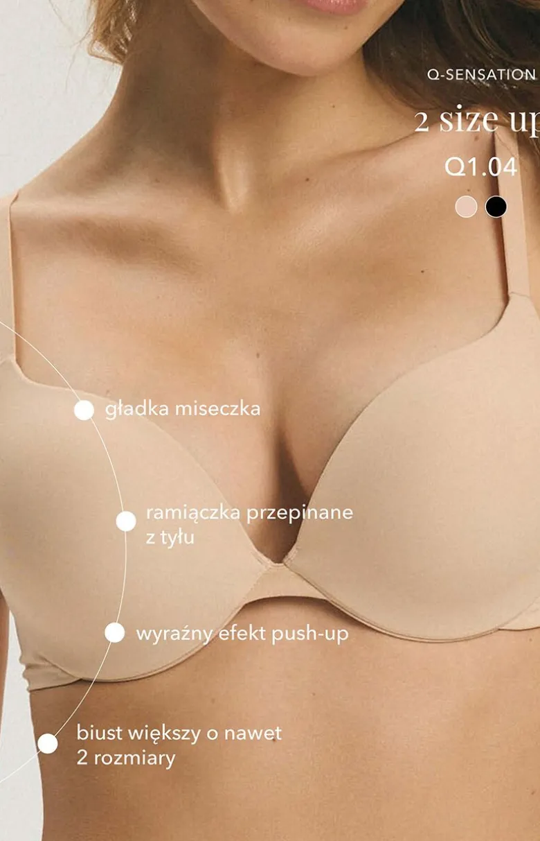 Esotiq biustonosz super push-up czarny Q1.04 2 size up 43307-99X