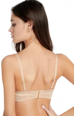 Esotiq Bielizna Plus Size|Biustonosze Usztywniane - gładki biustonosz bardotka beżowy Ondrea 34377-80X