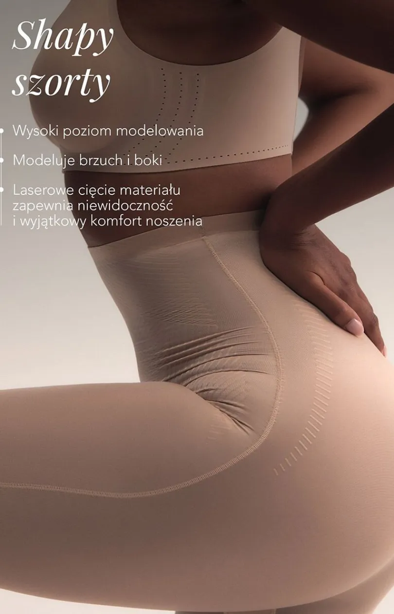 Damskie Esotiq Majtki Z Wysokim Stanem|Bielizna Wyszczuplająca - zorty dakie odeujące beżowe hapy 43919-80X
