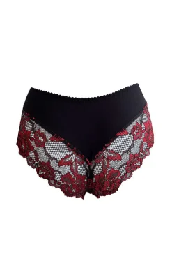 Figi damskie brazyliany czarno-czerwone Collins
