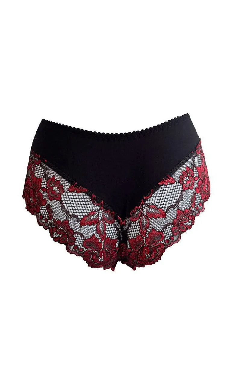 Figi damskie brazyliany czarno-czerwone Collins
