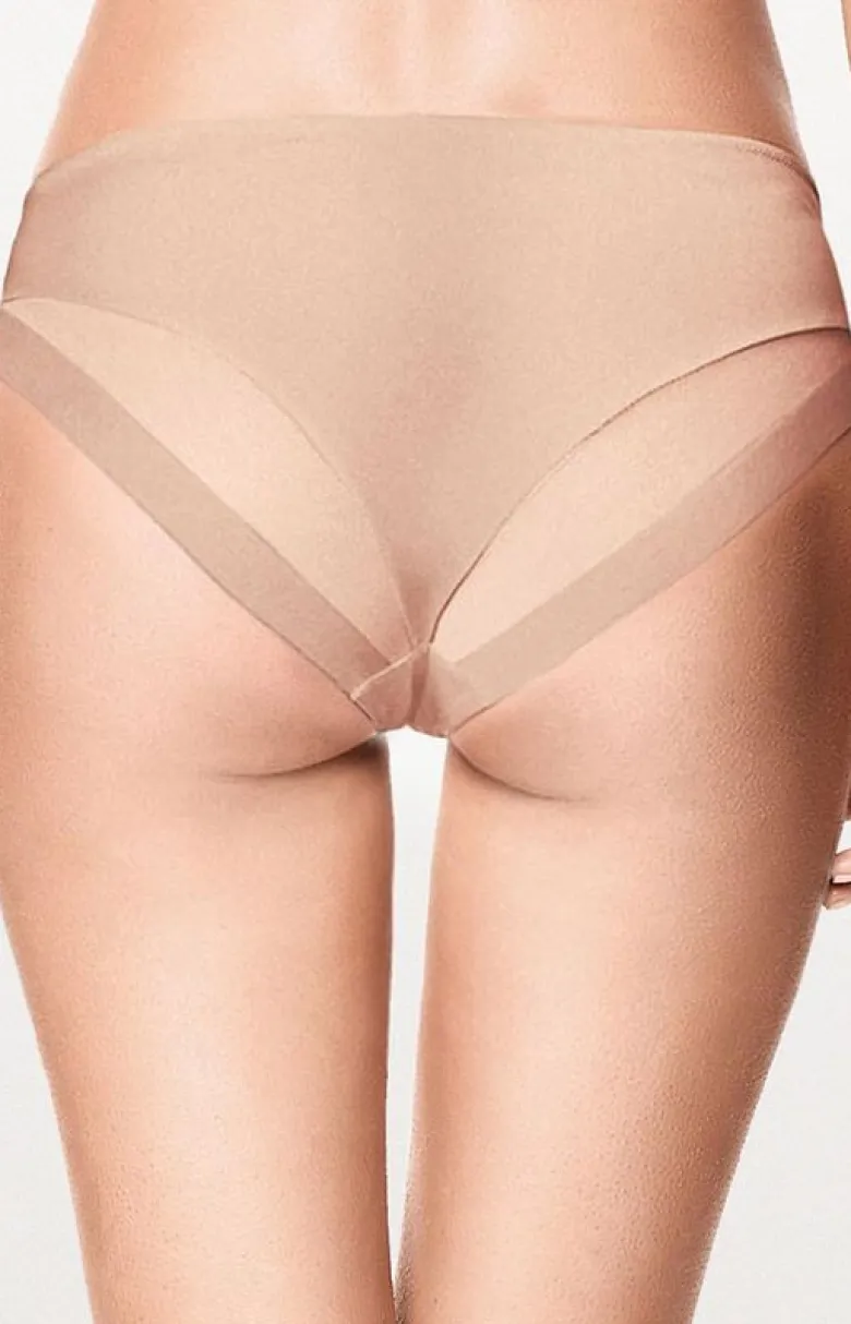 Figi damskie klasyczne beżowe z miękkiej mikrofibry 0185 Slip Extra