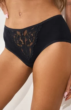 Damskie Róża Majtki Z Wysokim Stanem|Bielizna Plus Size - Figi dakie wyokie czarne Pure Proie Nr 22