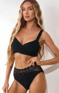 Damskie Róża Majtki Z Wysokim Stanem|Bielizna Plus Size - Figi dakie wyokie czarne Pure Proie Nr 23