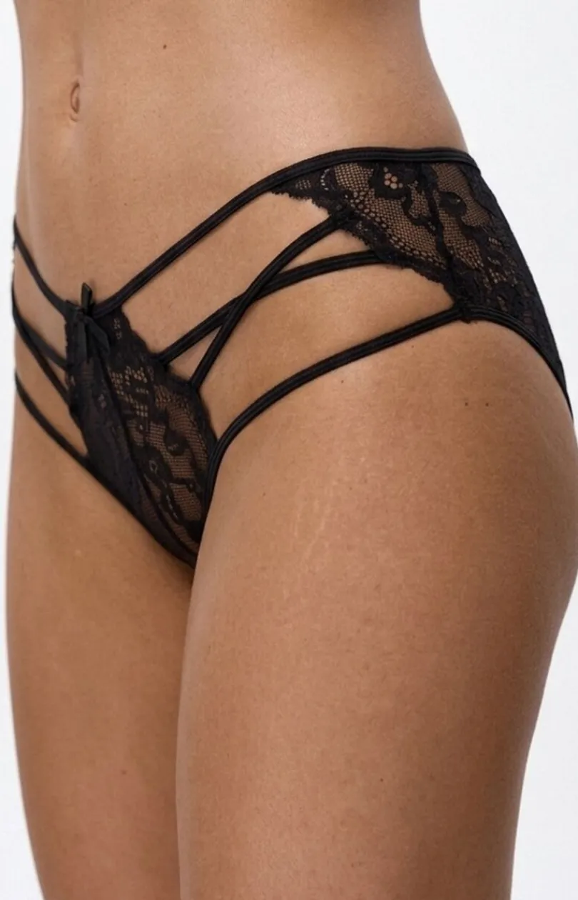 Damskie PURE SIN Figi, Stringi, Panty|Brazyliany Damskie - Figi damskie z koronką czarne Pure Allure