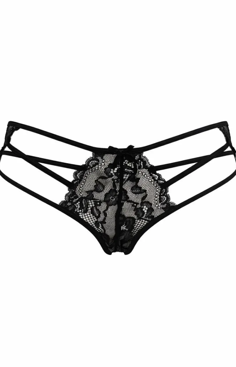 Damskie PURE SIN Figi, Stringi, Panty|Brazyliany Damskie - Figi damskie z koronką czarne Pure Allure
