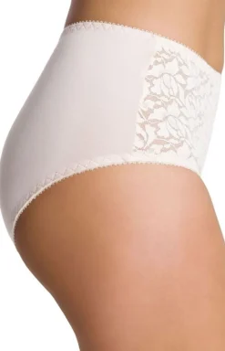 Damskie EMILI Majtki Z Wysokim Stanem|Bielizna Plus Size - Figi daskie z koronkowy przode beżowe Nora